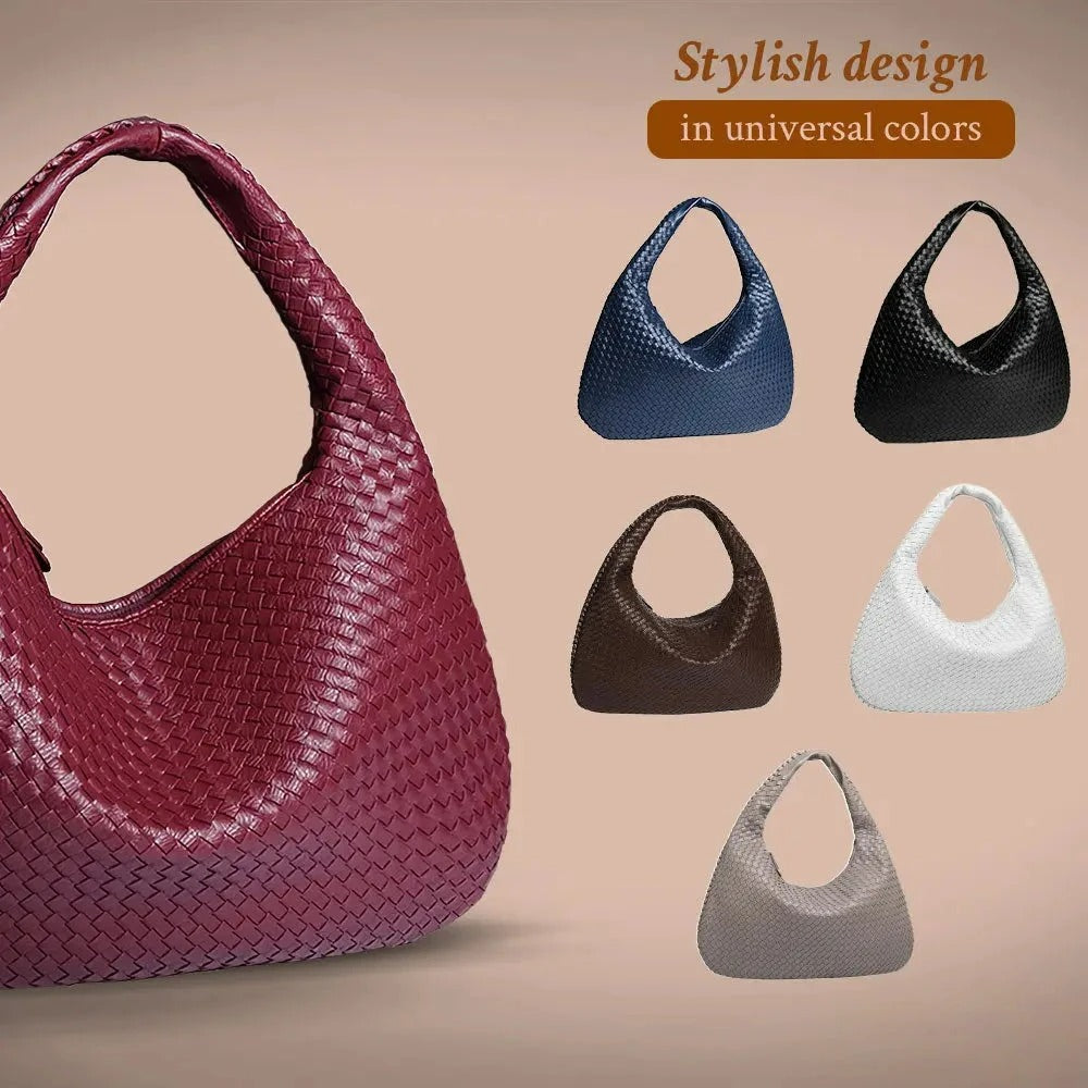 L&A | Tessa - Elegant PU Leather Woven Tote Bag