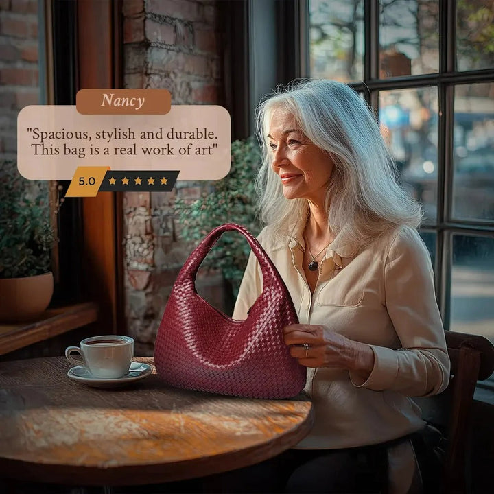 L&A | Tessa - Elegant PU Leather Woven Tote Bag