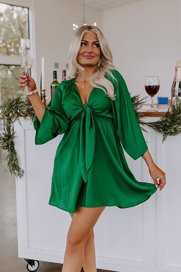 L&A | Sweetest Secret Front Tie Dress In Hunter Green