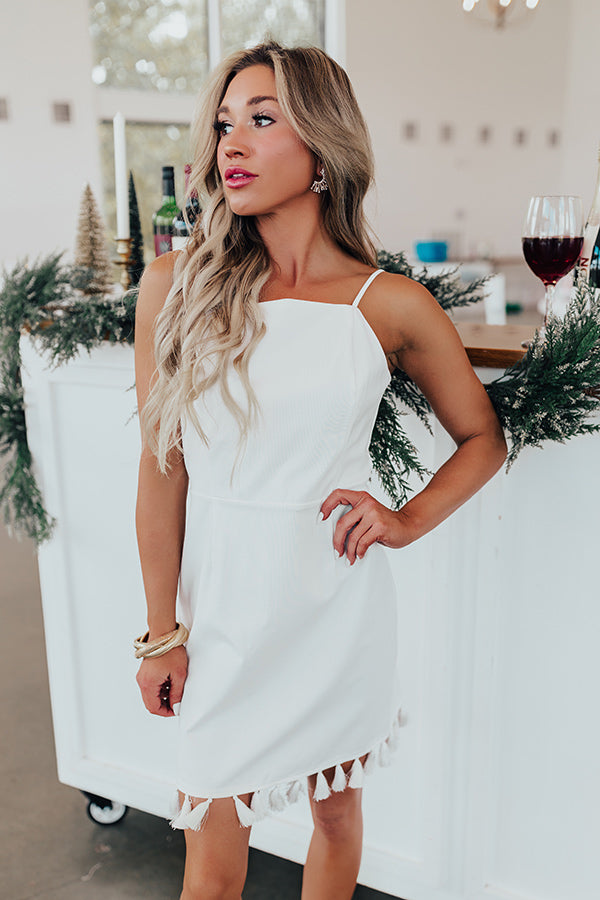 L&A | Peak Party Vibes Tassel Mini Dress in White