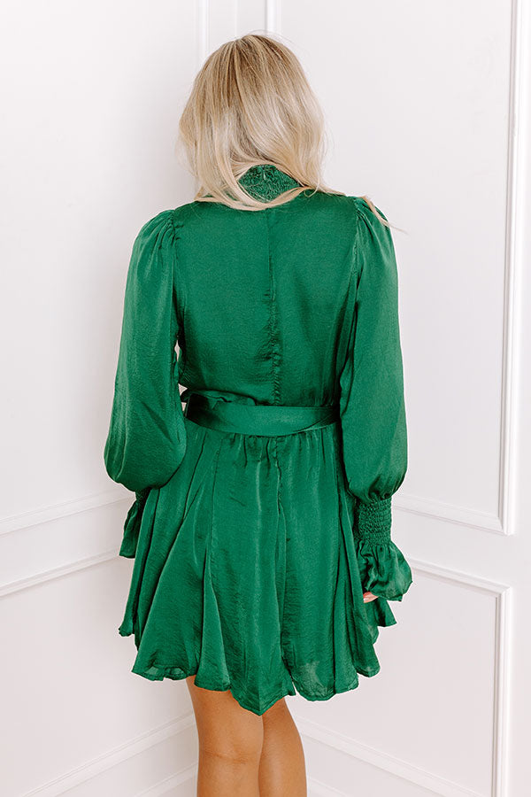 L&A | Prosecco Splash Mini Dress In Hunter Green