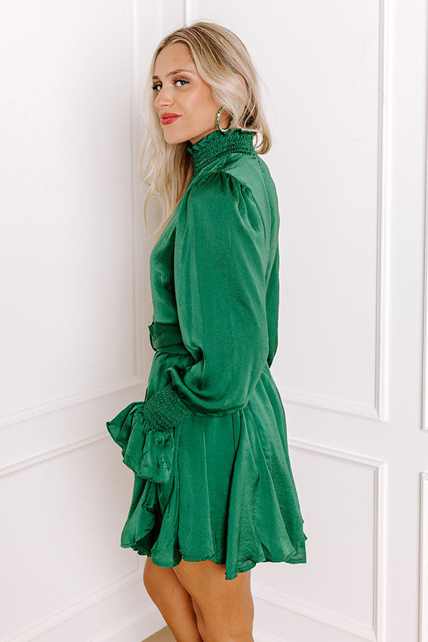 L&A | Prosecco Splash Mini Dress In Hunter Green