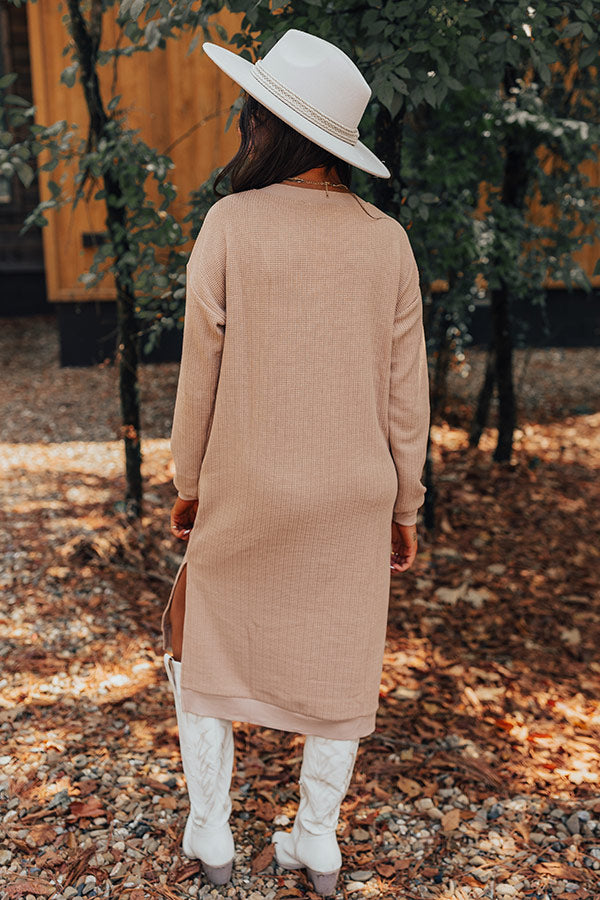 L&A | Fall Sentiments Waffle Knit Midi In Iced Latte