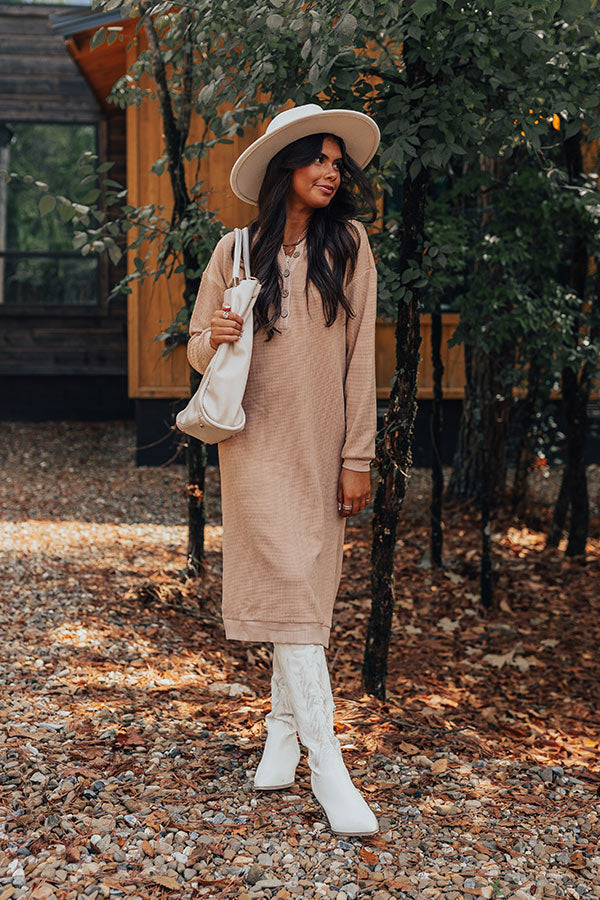 L&A | Fall Sentiments Waffle Knit Midi In Iced Latte