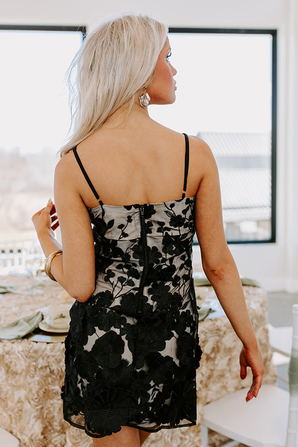 L&A | Floral Moment Embroidered Mini Dress in Black