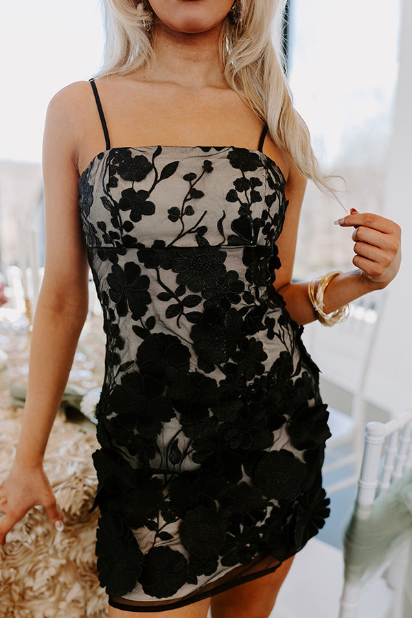 L&A | Floral Moment Embroidered Mini Dress in Black