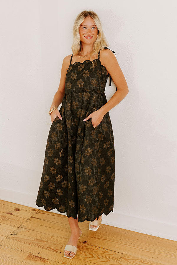 L&A | Moonlit Kiss Floral Jacquard Midi Dress