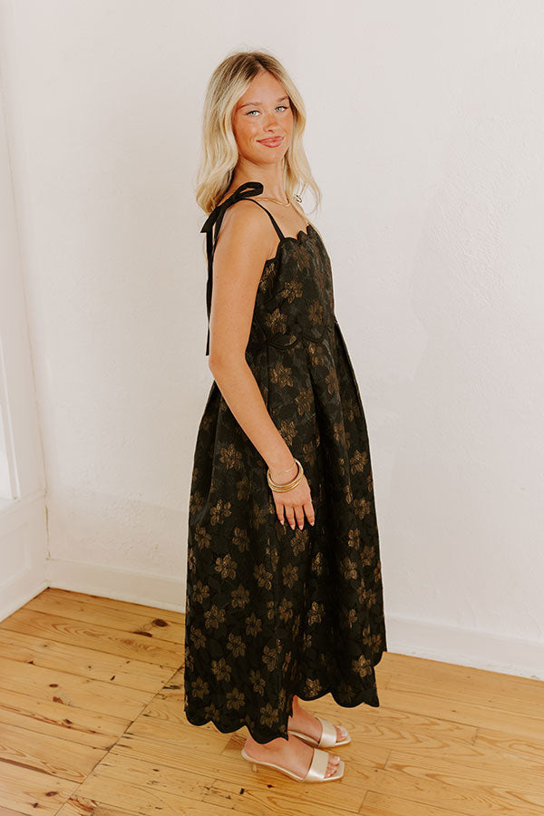 L&A | Moonlit Kiss Floral Jacquard Midi Dress