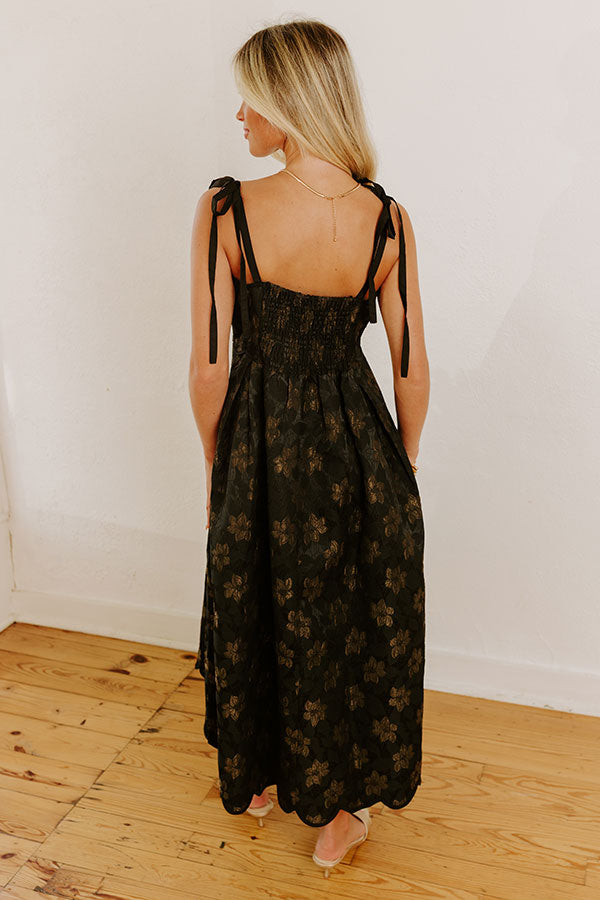 L&A | Moonlit Kiss Floral Jacquard Midi Dress