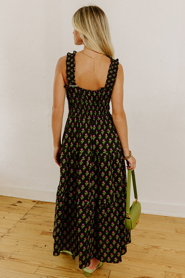 L&A | Apple Orchard Stroll Floral Midi Dress in Black