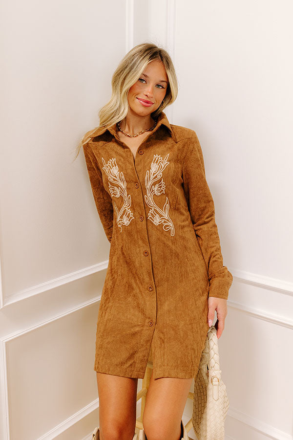 L&A | Western Skies Faux Suede Embroidered Mini Dress