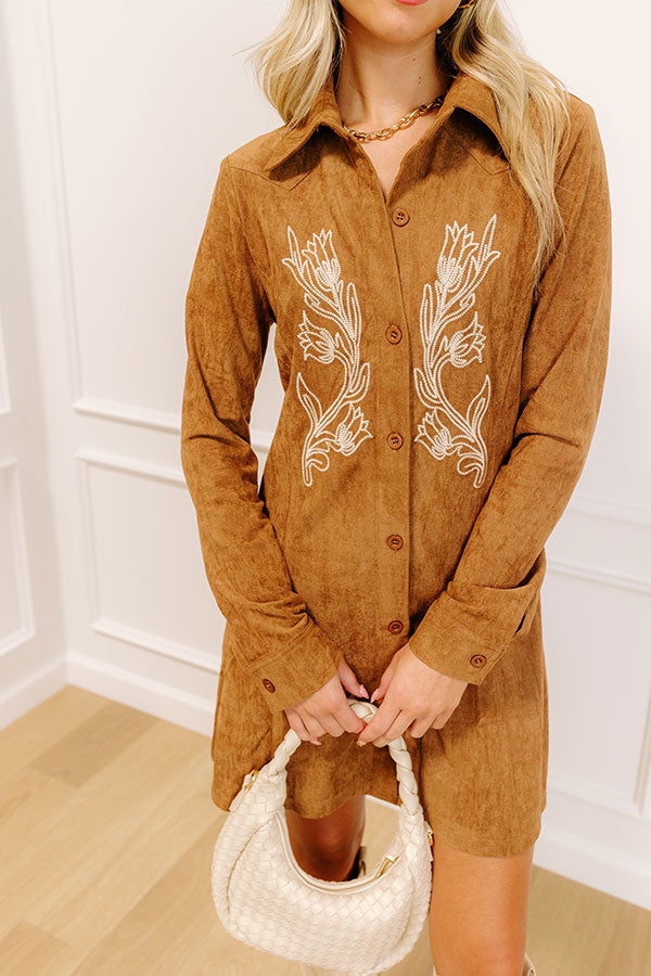 L&A | Western Skies Faux Suede Embroidered Mini Dress