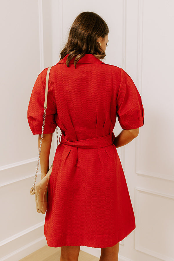 L&A | Happy Hour Chic Button Down Mini Dress in Dark Rust