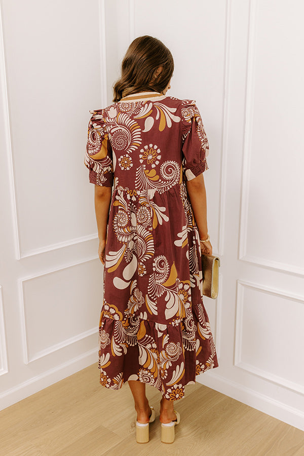 L&A | Meadow Merlot Floral Midi Dress