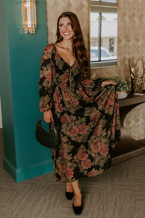L&A | Secret Garden Floral Smocked Midi Dress