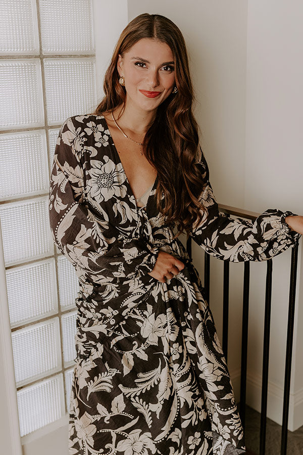 L&A | Vino Sipping Floral Midi Dress in Black