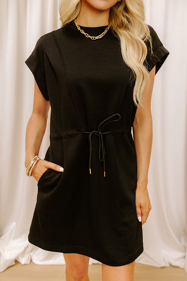 L&A | Park Day Cutie Drawstring Mini Dress in Black