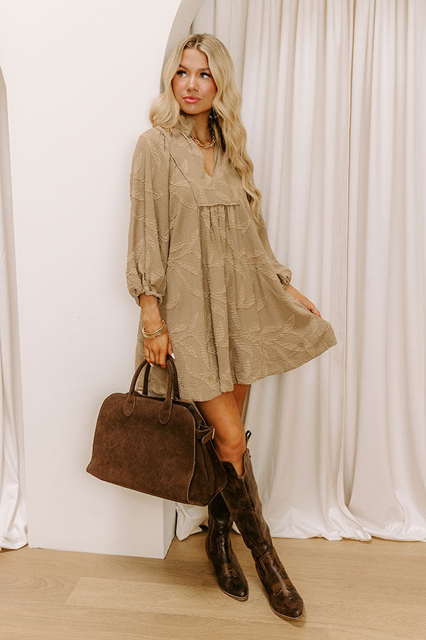 L&A | Kind Smile Jacquard Mini Dress in Taupe