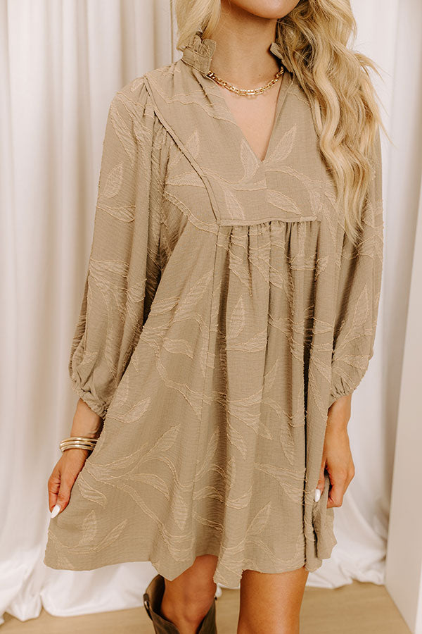 L&A | Kind Smile Jacquard Mini Dress in Taupe