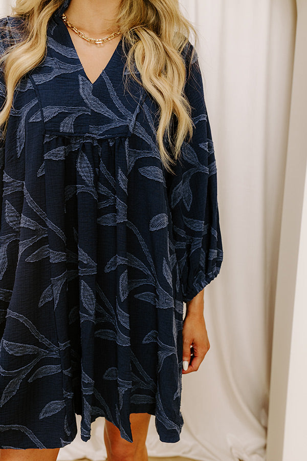 L&A | Kind Smile Jacquard Mini Dress in Navy