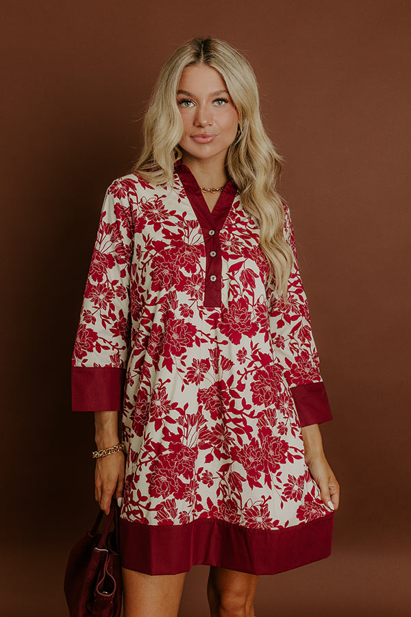L&A | Sweet Harmony Floral Mini Dress in Wine