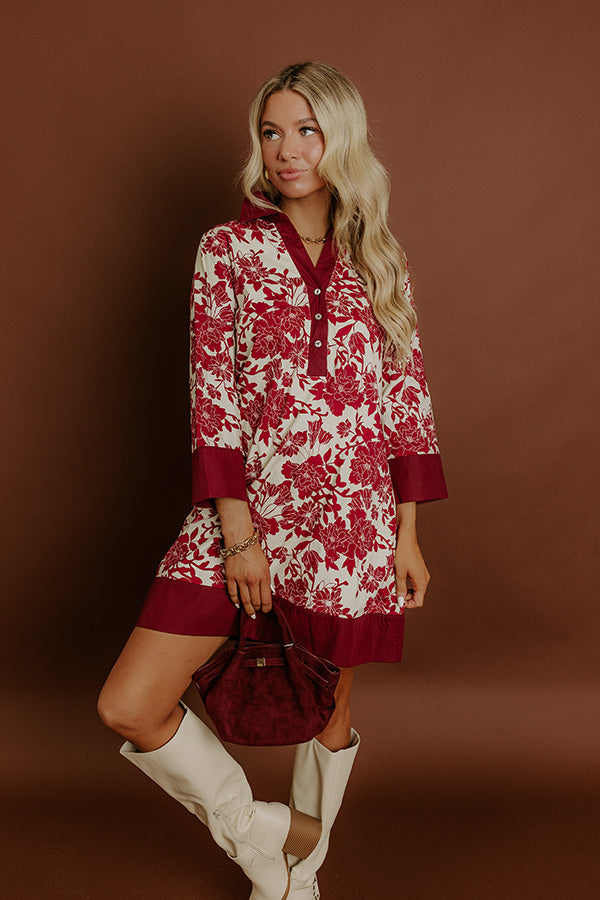 L&A | Sweet Harmony Floral Mini Dress in Wine
