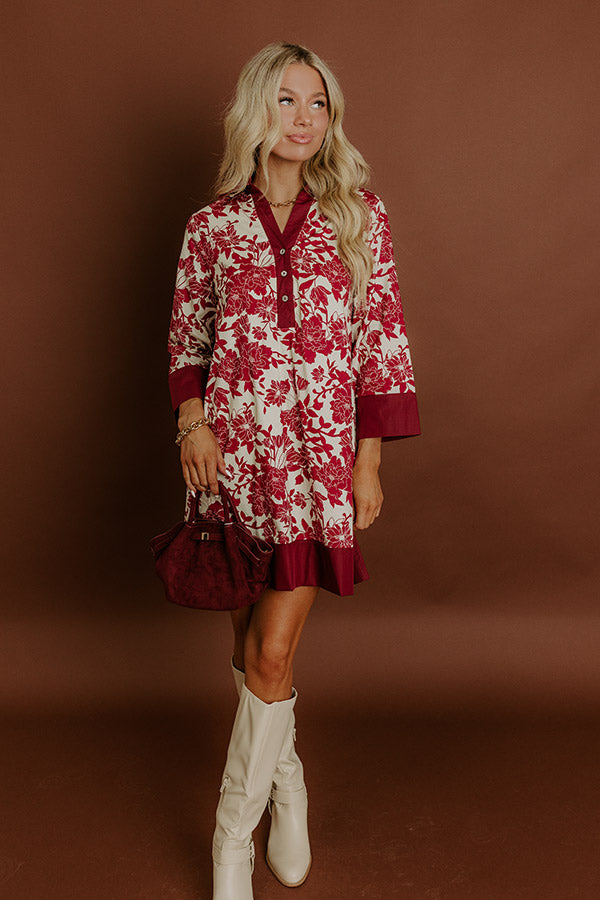 L&A | Sweet Harmony Floral Mini Dress in Wine