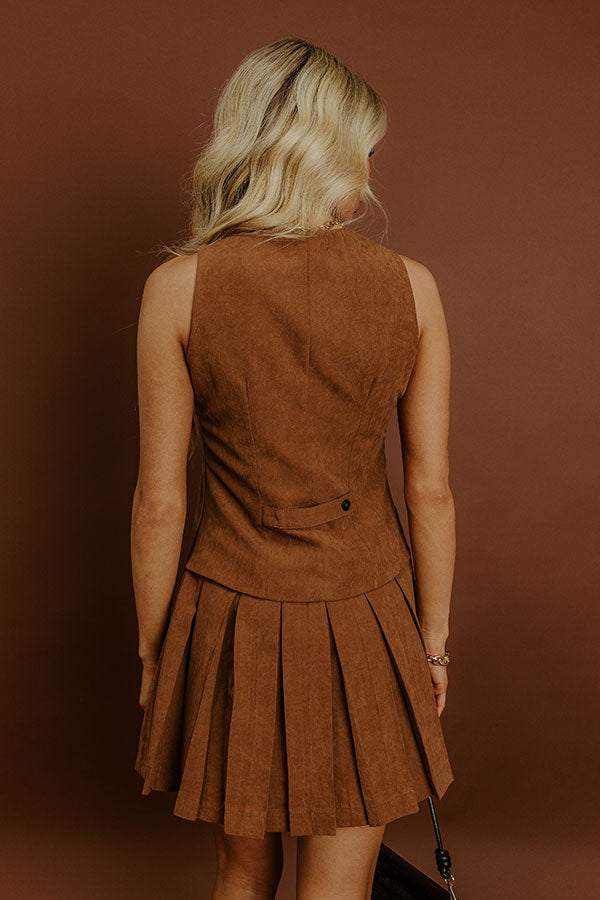 L&A | Western Charm Faux Suede Mini Dress in Chocolate