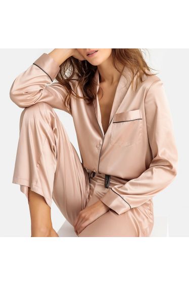 L&A | Rosé Satin Pajama Set