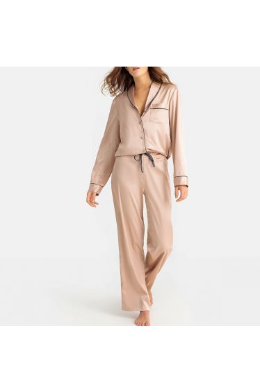 L&A | Rosé Satin Pajama Set