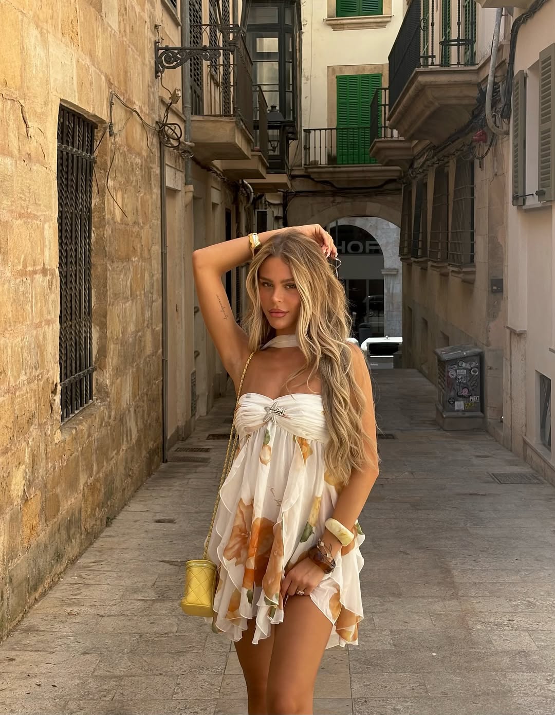 L&A | Isabel Halter Neck Ruffled Printed Mini Dress