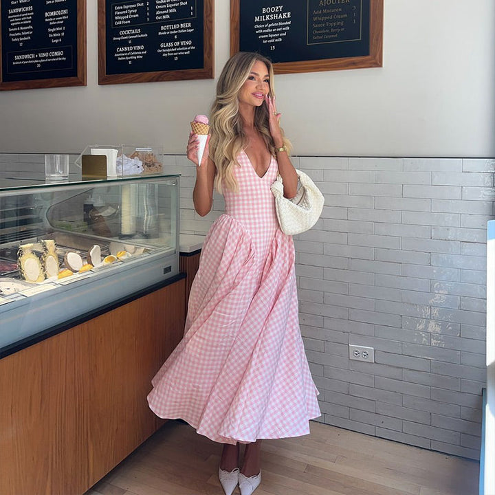 L&A | Romina Plaid Print Midi Dress