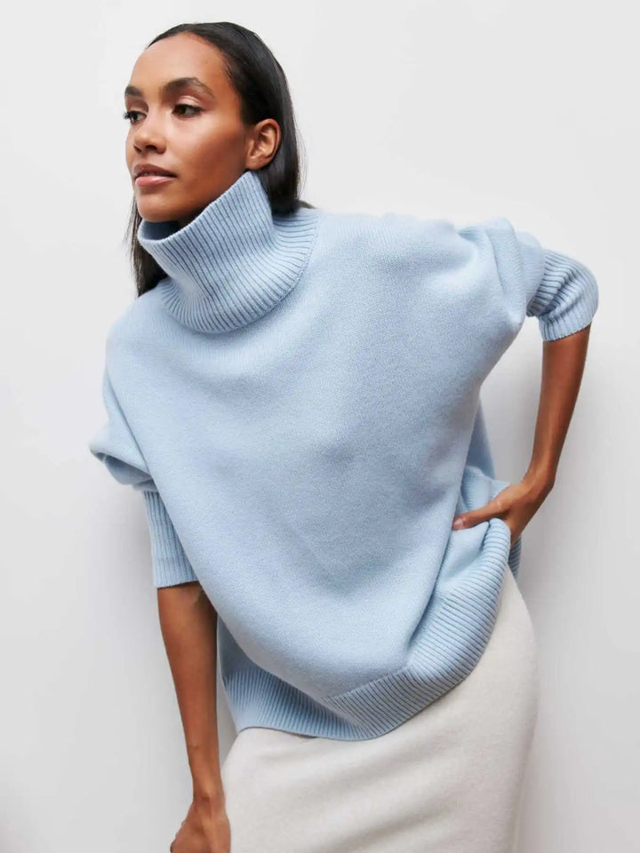 L&A | Elegant Oversized Turtleneck Knit Sweater