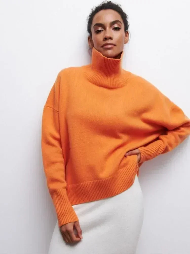 L&A | Elegant Oversized Turtleneck Knit Sweater