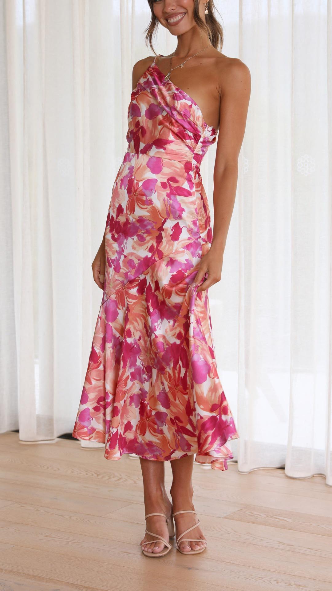 L&A | Sophie Floral One Shoulder Midi Dress