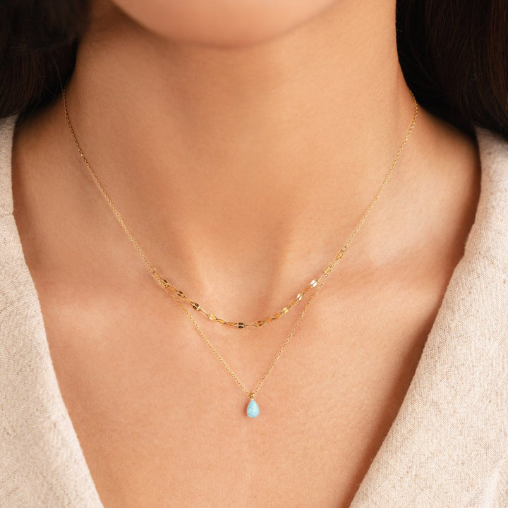 L&A | Blue Opal Teardrop Layered Necklace