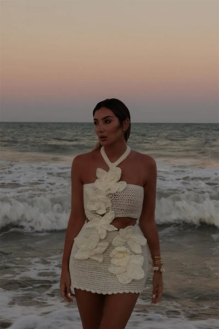 L&A | Margaret Halter Knit Floral Mini Dress