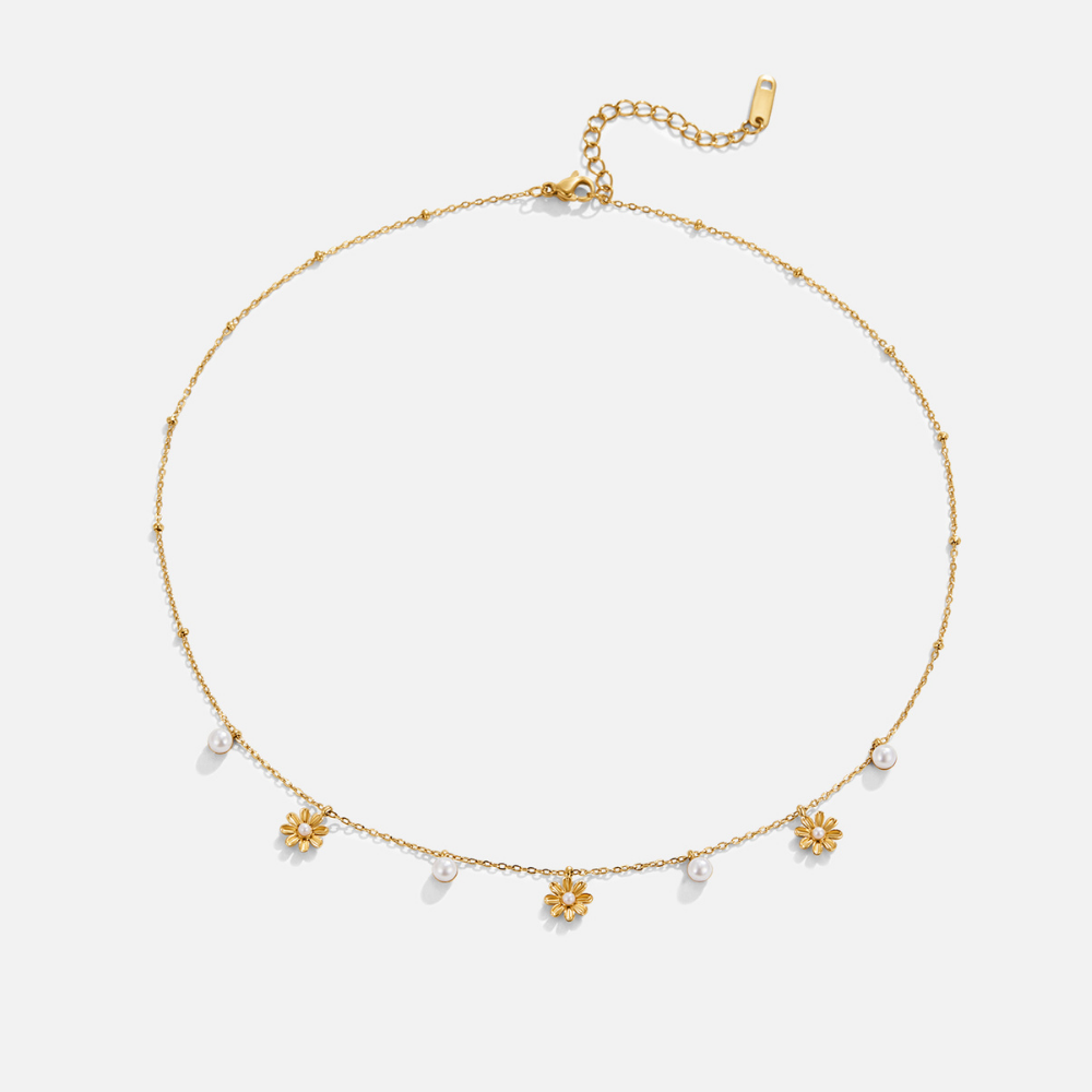 L&A | Golden Autumn Bloom & Pearl Necklace
