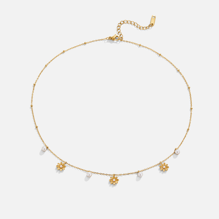 L&A | Golden Autumn Bloom & Pearl Necklace
