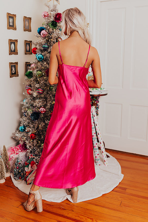 L&A | Classy And Confident Satin Midi In Fuchsia