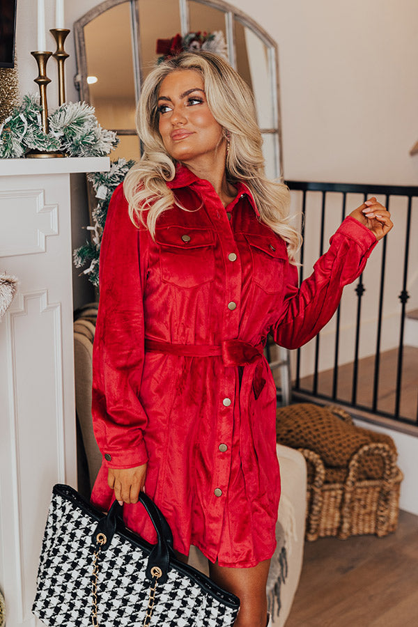 L&A | Coffee Shop Meetup Faux Suede Dress In Rose