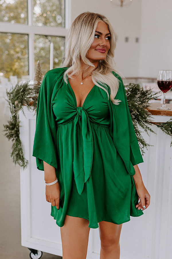L&A | Sweetest Secret Front Tie Dress In Hunter Green