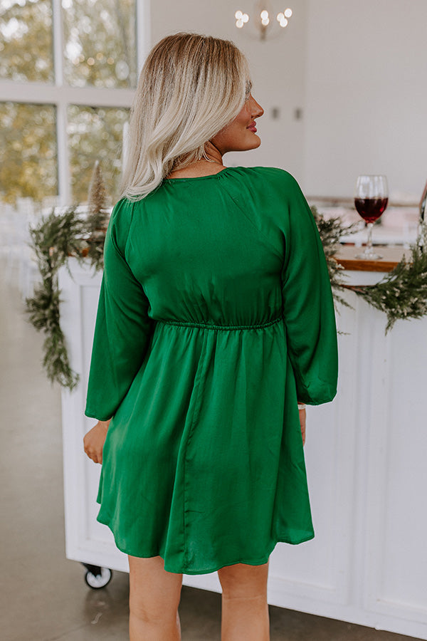 L&A | Sweetest Secret Front Tie Dress In Hunter Green