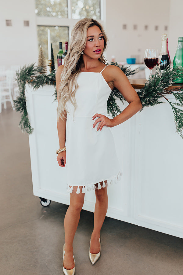L&A | Peak Party Vibes Tassel Mini Dress in White