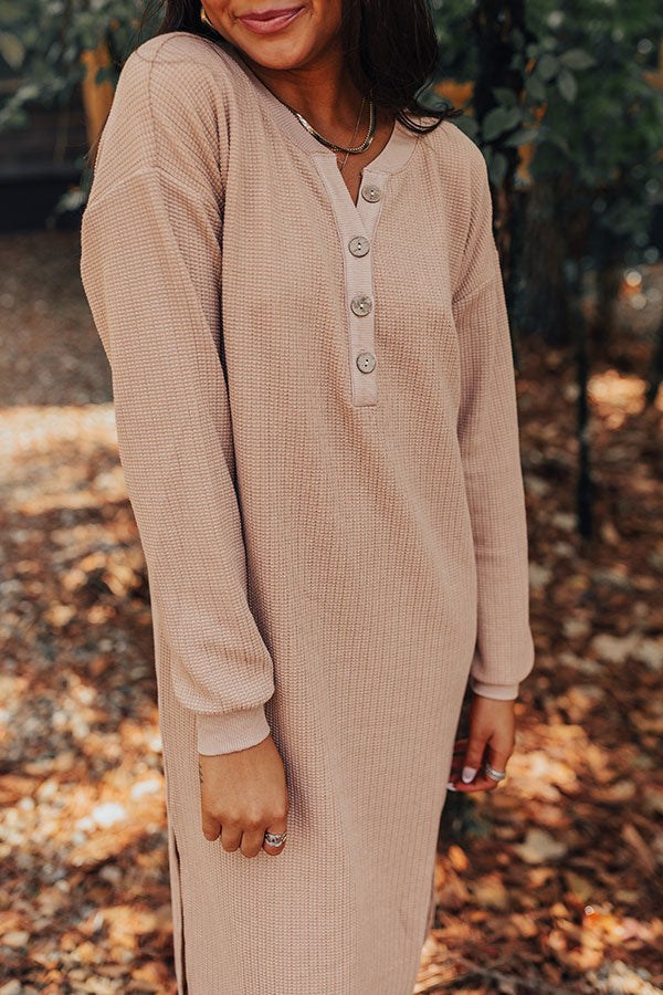 L&A | Fall Sentiments Waffle Knit Midi In Iced Latte