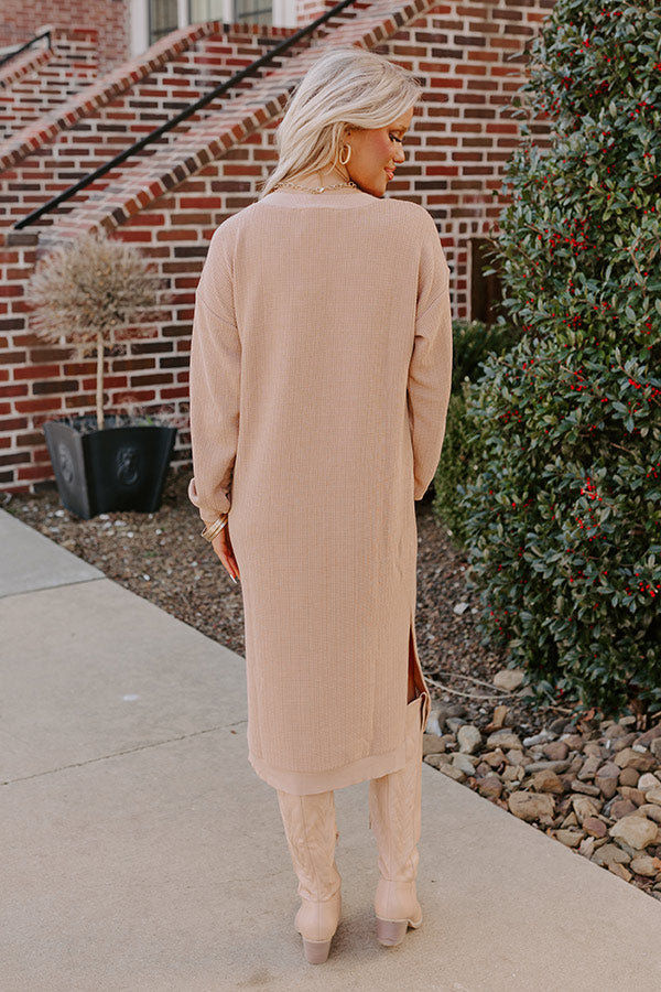 L&A | Fall Sentiments Waffle Knit Midi In Iced Latte