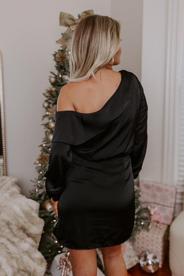 L&A | Statement Maker Satin Mini Dress In Black