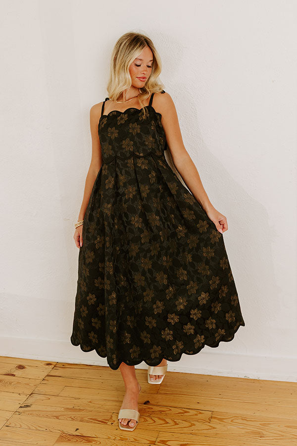 L&A | Moonlit Kiss Floral Jacquard Midi Dress