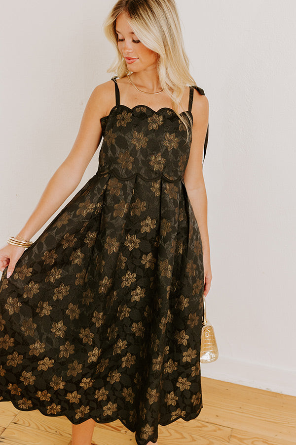 L&A | Moonlit Kiss Floral Jacquard Midi Dress