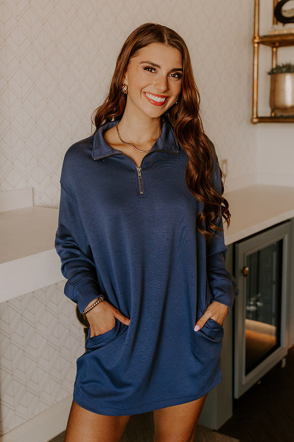 L&A | Urban Chic Scuba Quarter Zip Mini Dress in Riverside